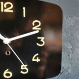 Rectangular vintage formica wall pendulum clock "Phosphorescent black"