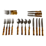 Bamboo cutlery set for 4 people, 60s