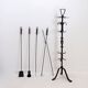 Set d'outils pour cheminée en fer forgé martelé : H 127cm