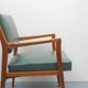 1950s armchair in cherrywood, leatherette kaki