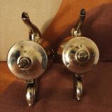 Set of 2 silver metal pourers punched and numbered