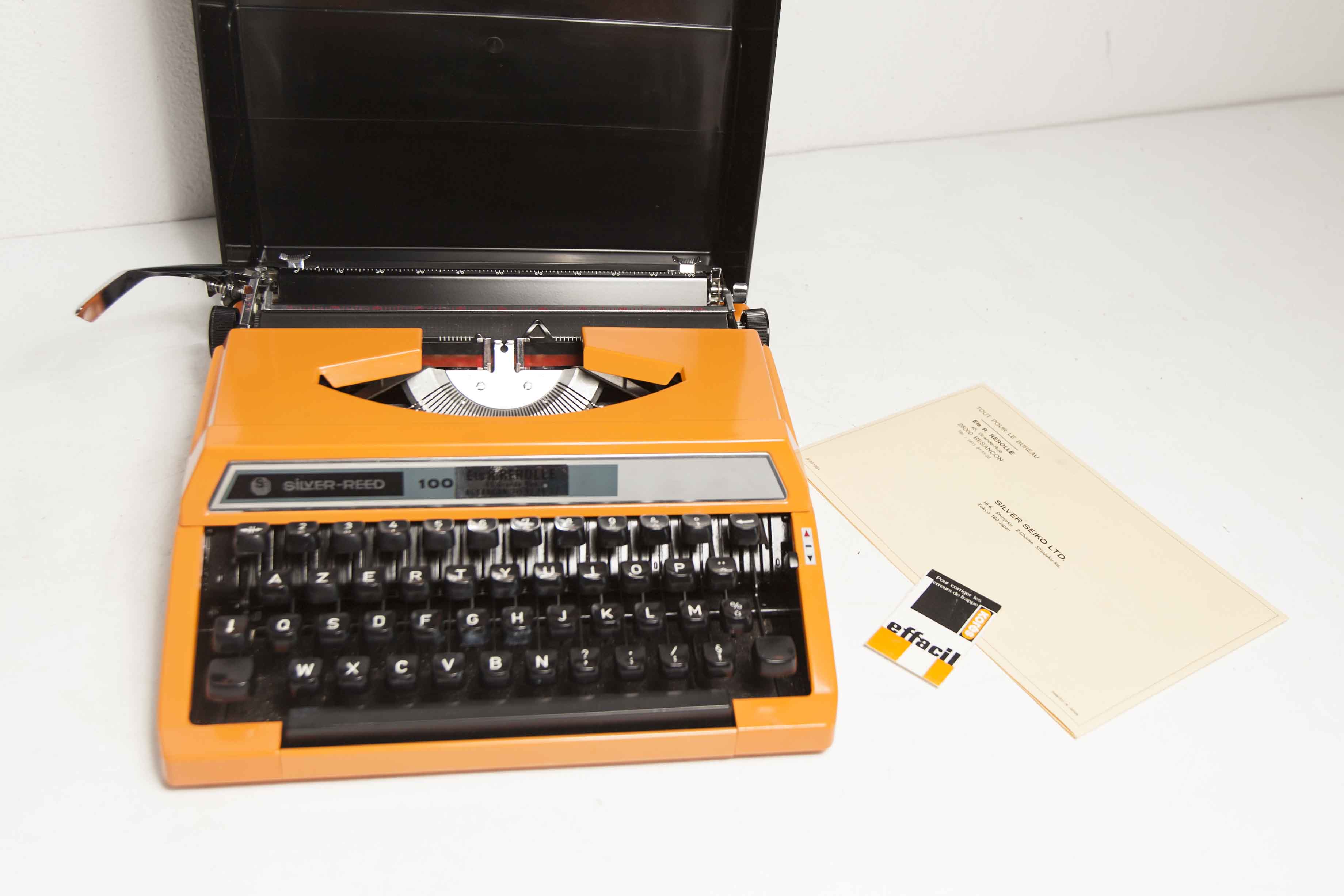Revised Orange Silver Reed 100 Typewriter and New Ribbon 1977