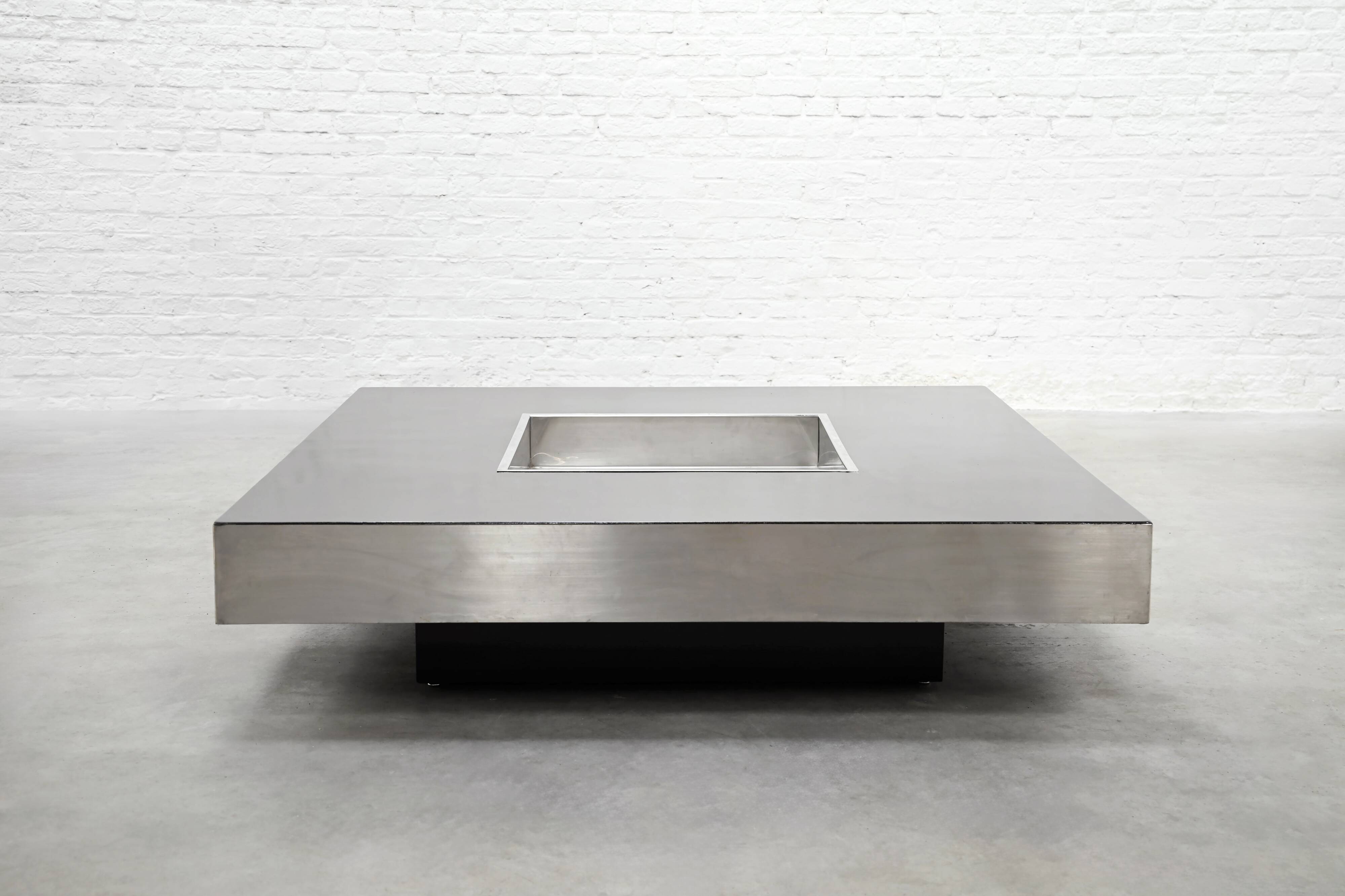 Chrome & Lacquer Coffee Table with Integrated Bar, 1970s