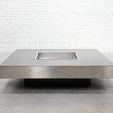 Chrome & Lacquer Coffee Table with Integrated Bar, 1970s