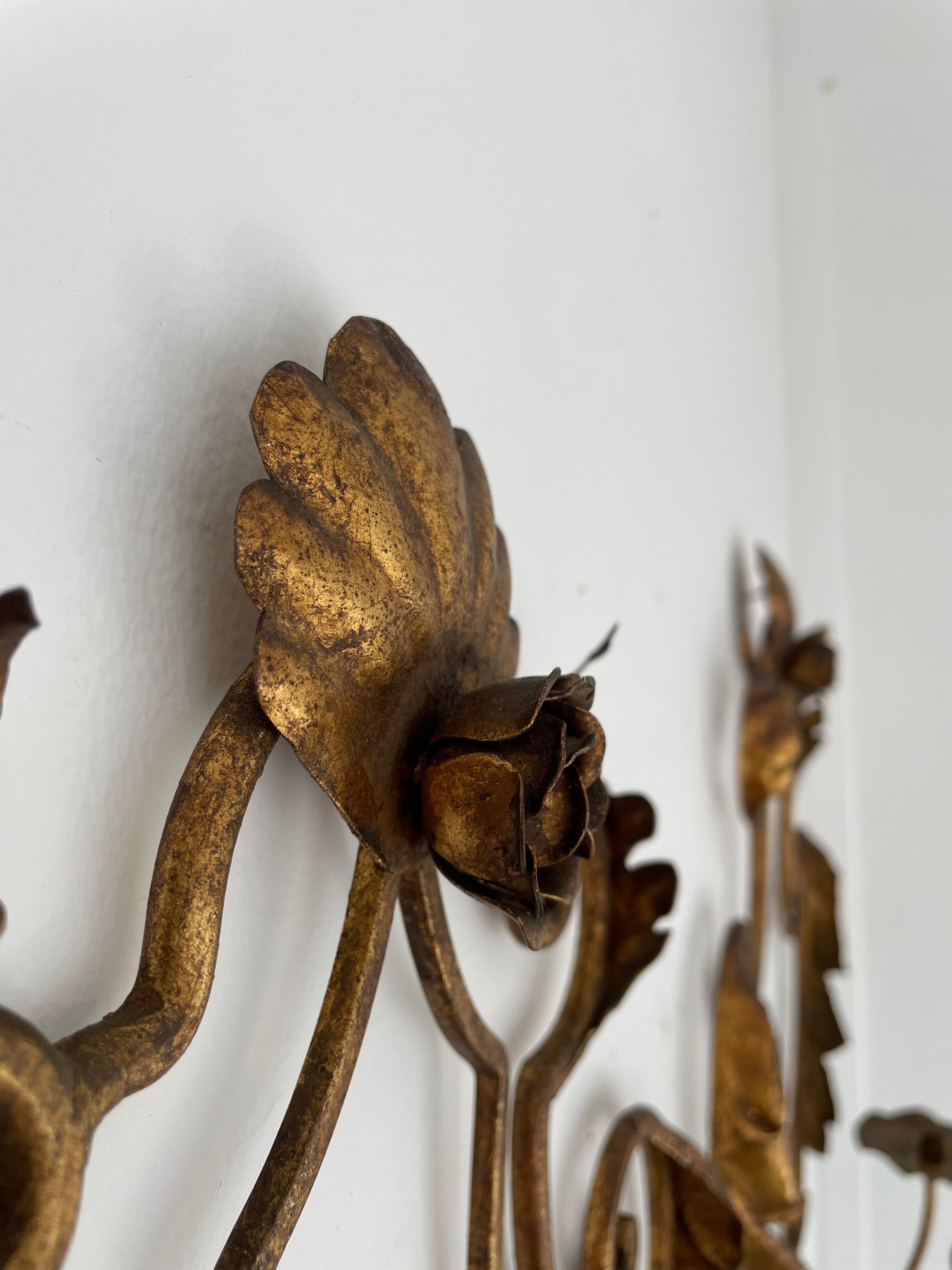 Pairs of sconces with 3 brass fires early XXth
