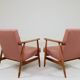 Paire de fauteuils vintage rose poudré 1970 moderne scandinave 