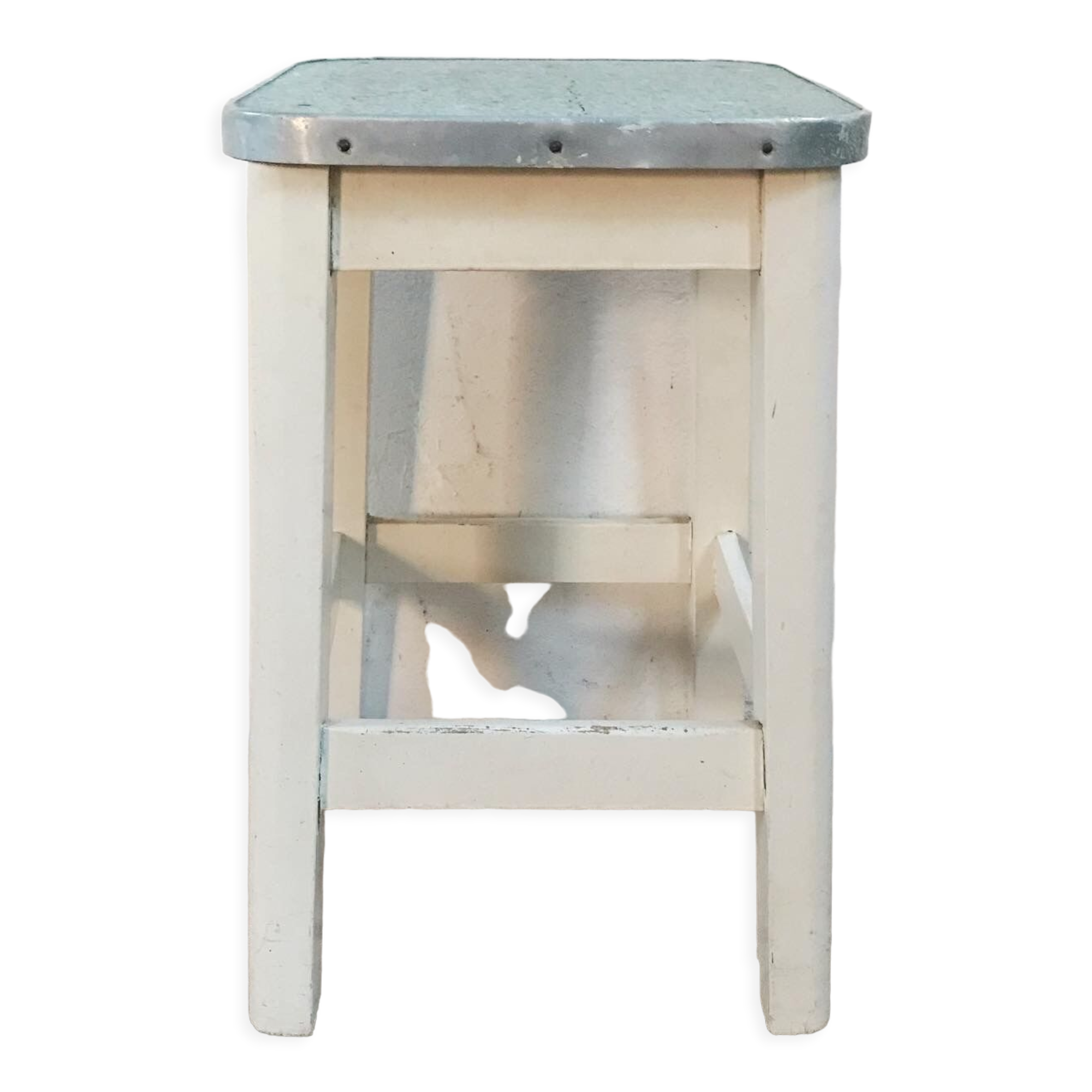 Antique wooden stool and formica