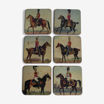Six military-decorated coasters