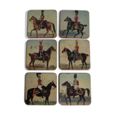 Six dessous de verre à décor militaire