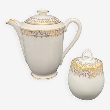 Duo thé/café en porcelaine Limoges avec dorure