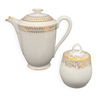 Duo thé/café en porcelaine Limoges avec dorure