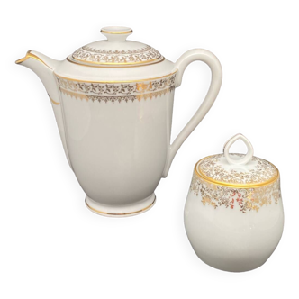 Limoges porcelain tea/coffee duo with gilding