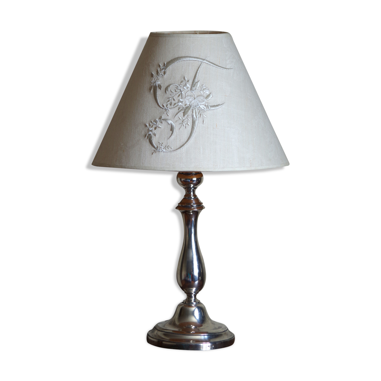 Silver metal candlestick lamp