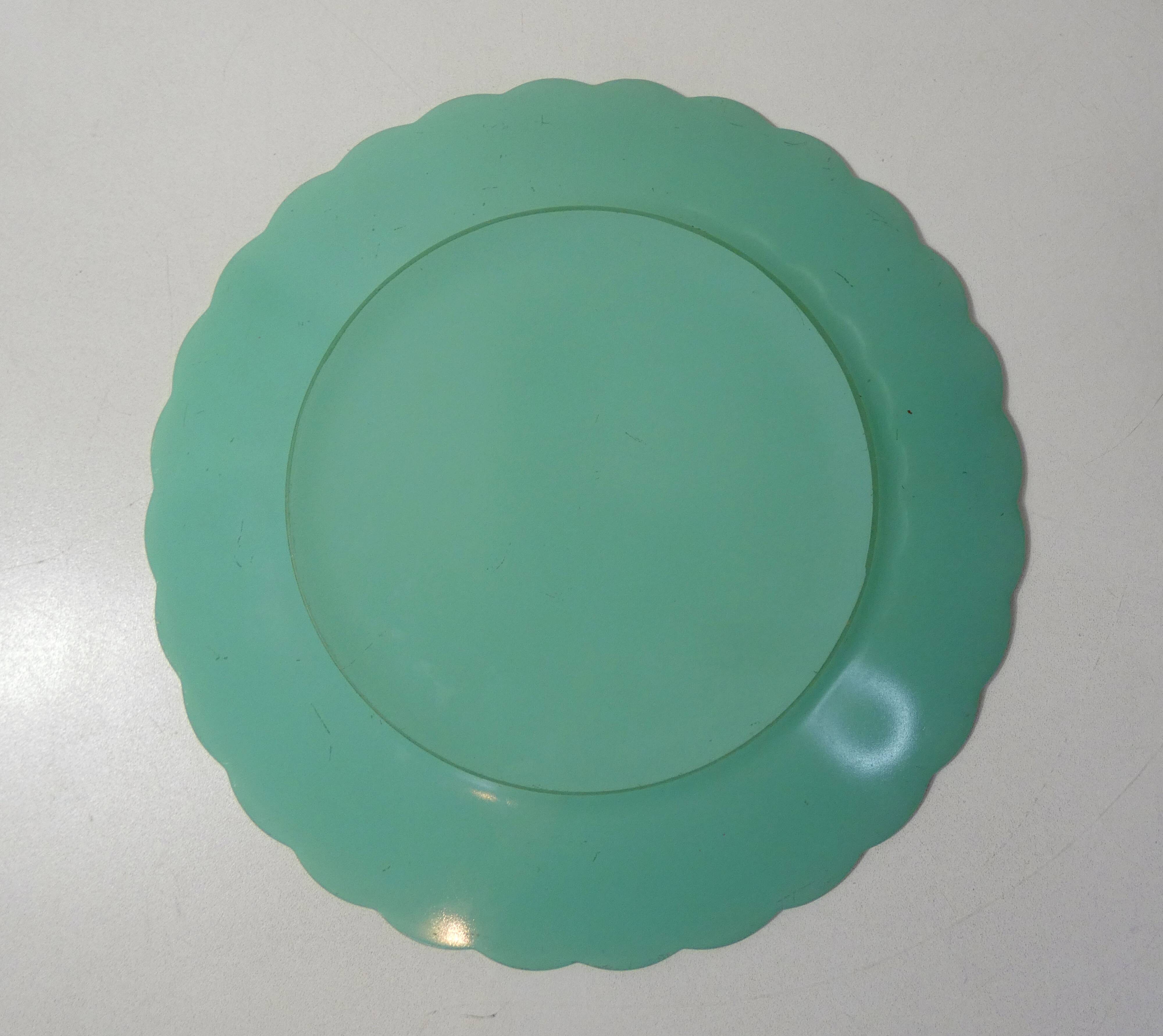 Vintage mint flower Duralex cake dish