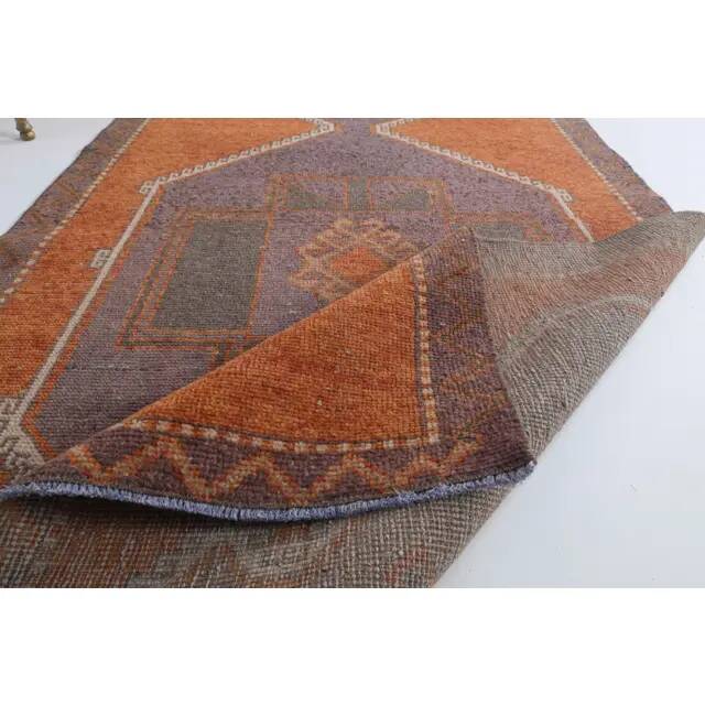 Vintage Turkish Oushak handmade cotton red wool runner 110x370