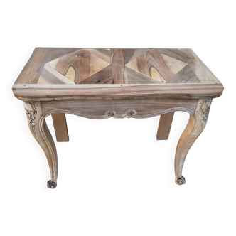 Louis XV style natural wood console