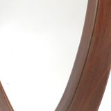 Italian Oval Teak Mirror 1950s 32x103cm