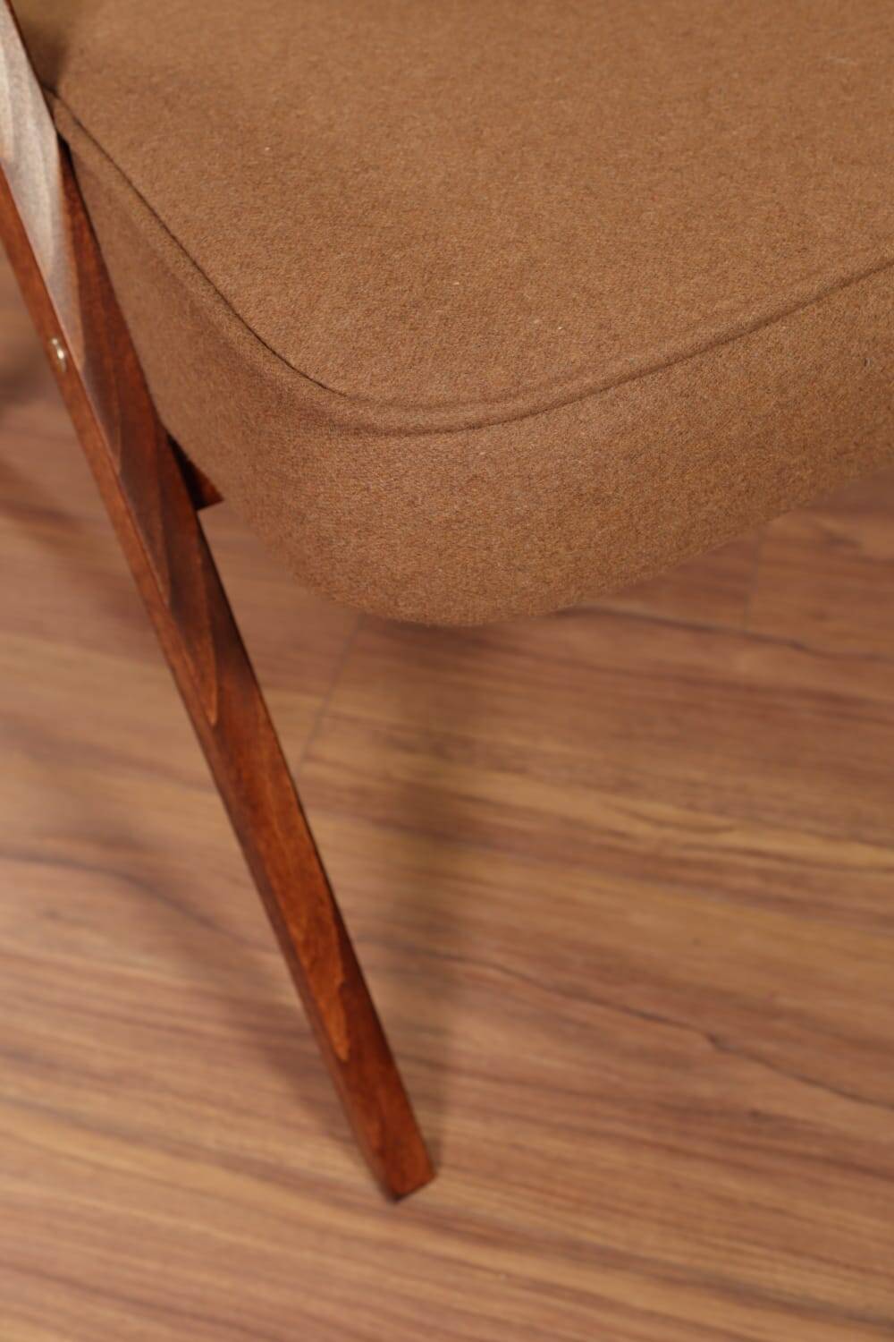 Scandinavian armchair deep brown wool space age design