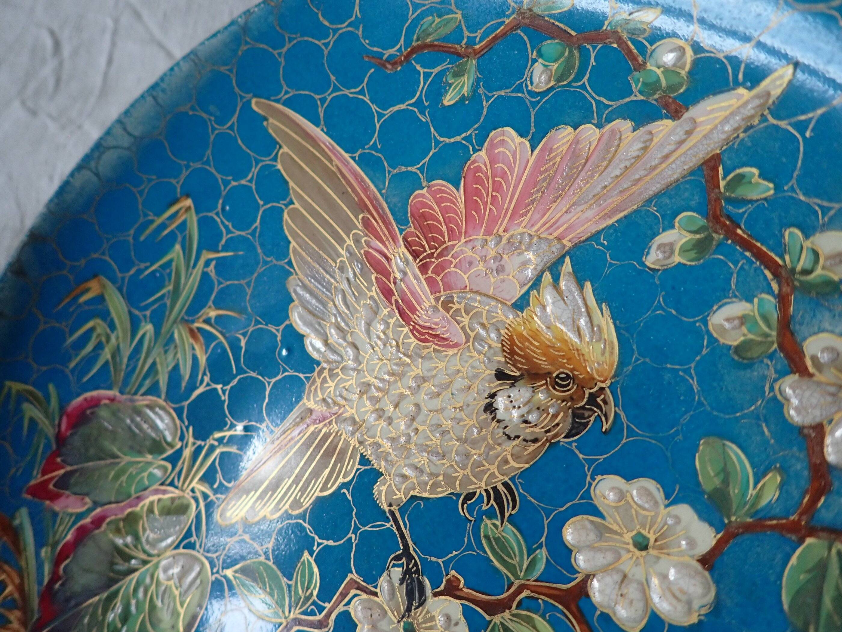 Exotic bird plate late 19th century - B & Cie Creil & Montereau