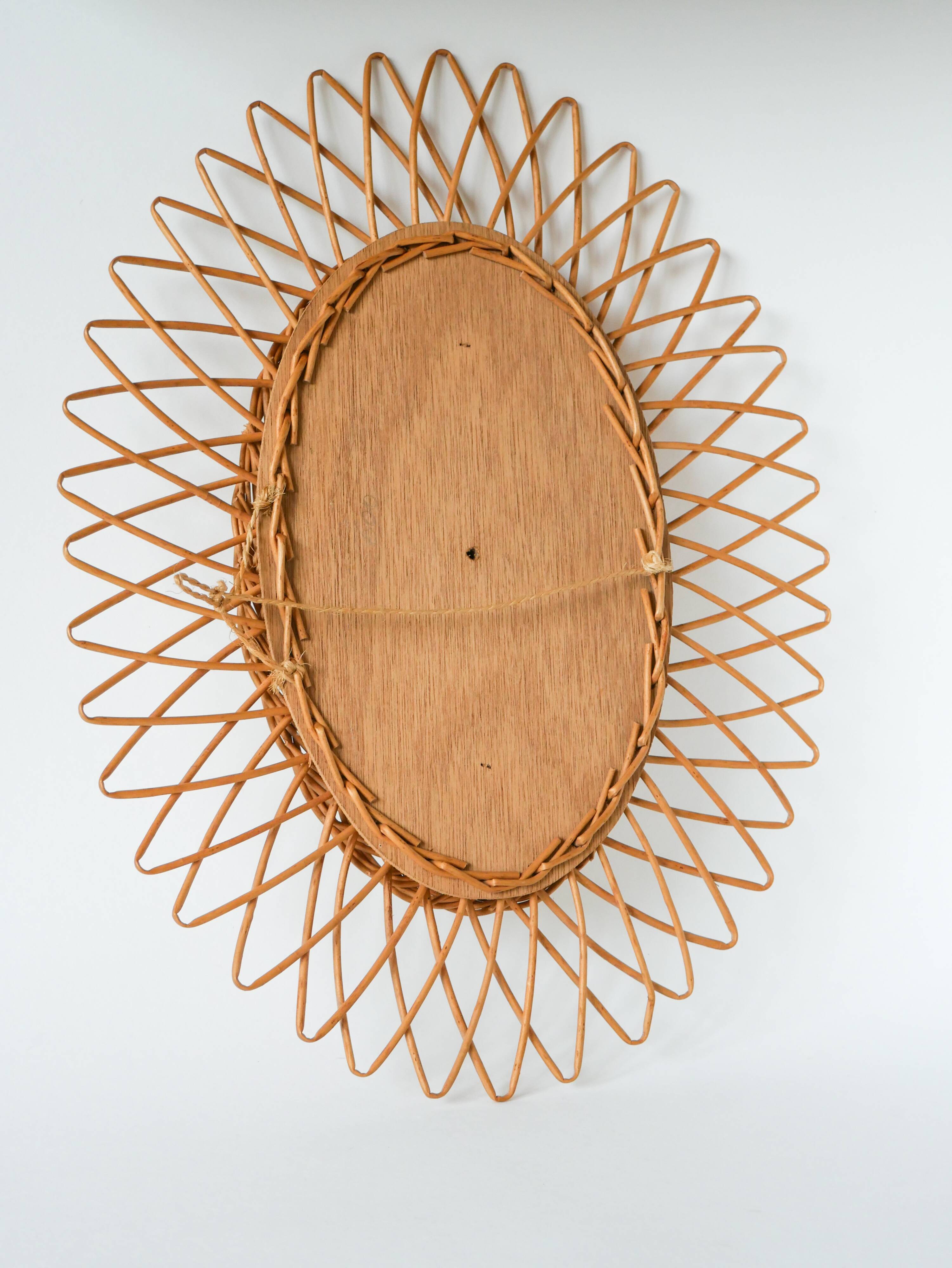 Vintage rattan mirror, 1960s