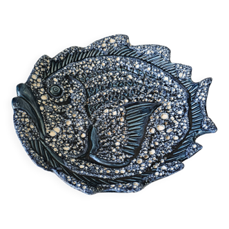 Vintage ceramic fish plate Vallauris 1950-60 (Diameter 32cm)