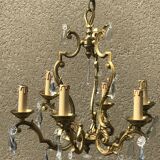 Bronze cage chandelier with tassels ,6 lamps