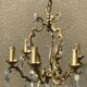 Bronze chandelier with pendants, 6 lamps.