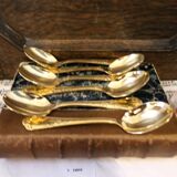 Set of 6 vintage gold-plated tea spoons in the French Louis style