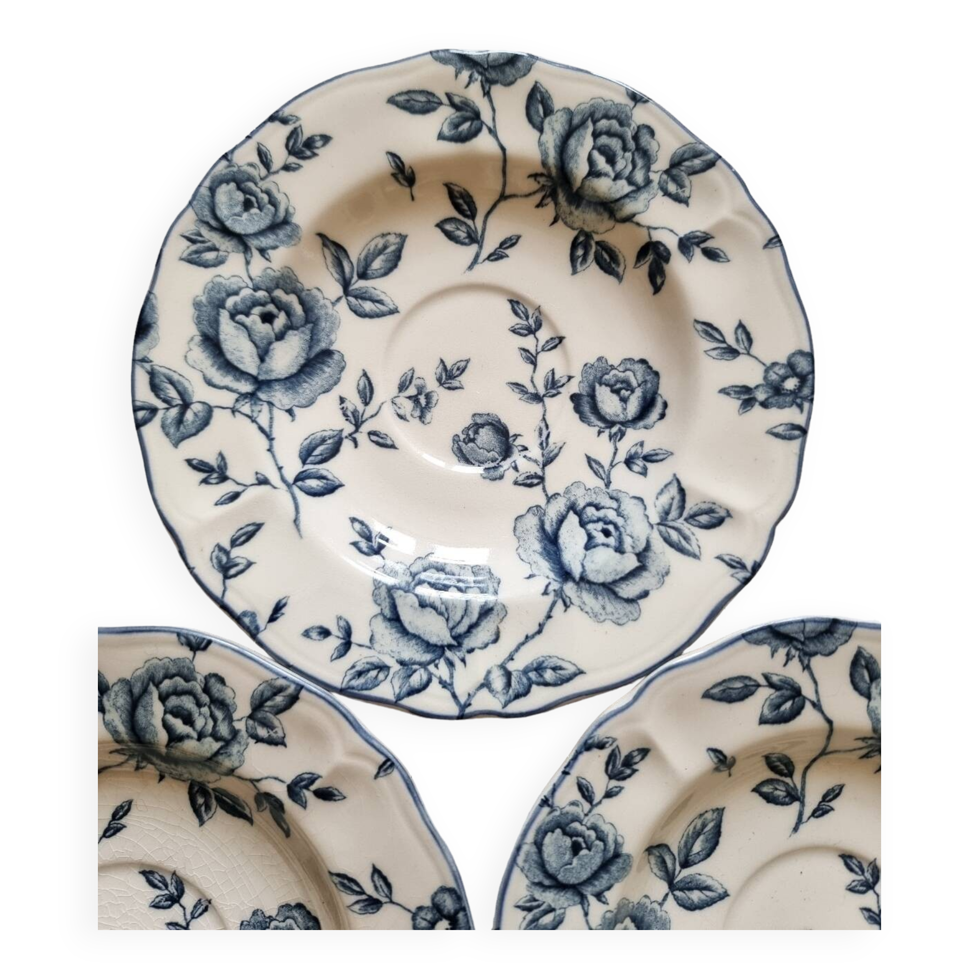 Trio of earthenware saucers