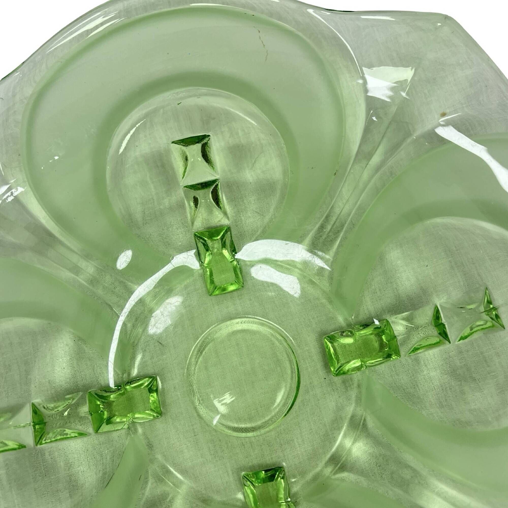 Art Deco green glass jardinière/serving dish, Stölzle Hermanova Hut, 1930