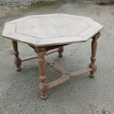 Vintage Octagonal Table in Raw Wood - Family Home Spirit