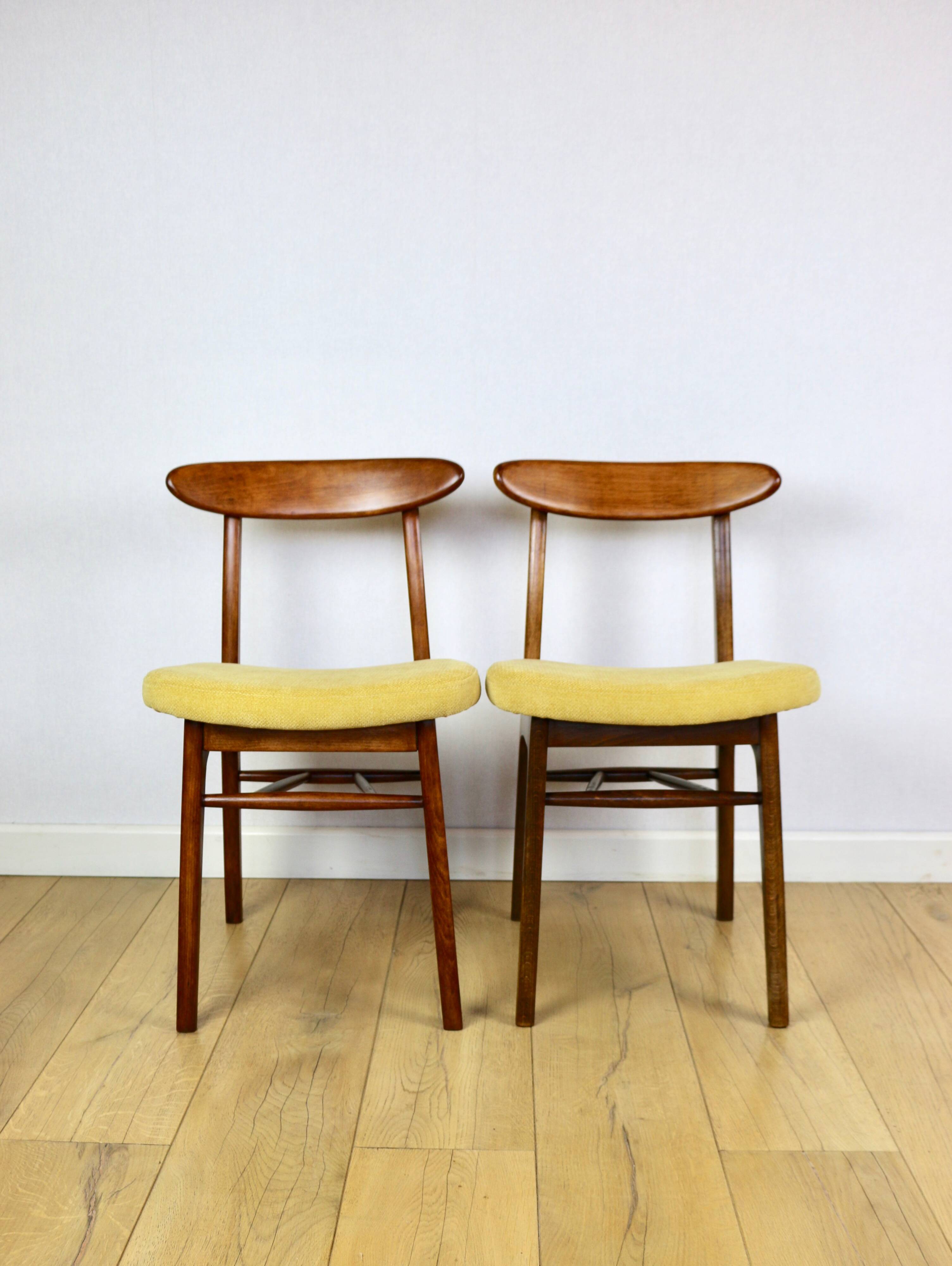 Vintage Hałas chairs yellow vintage - set of 2