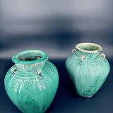 Pair of ancient turquoise glazed stoneware vases, China, late 19th century.