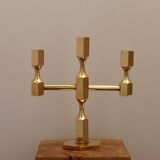 Three-Arm Swedish Brass Candelabra by Gusum circa 1970