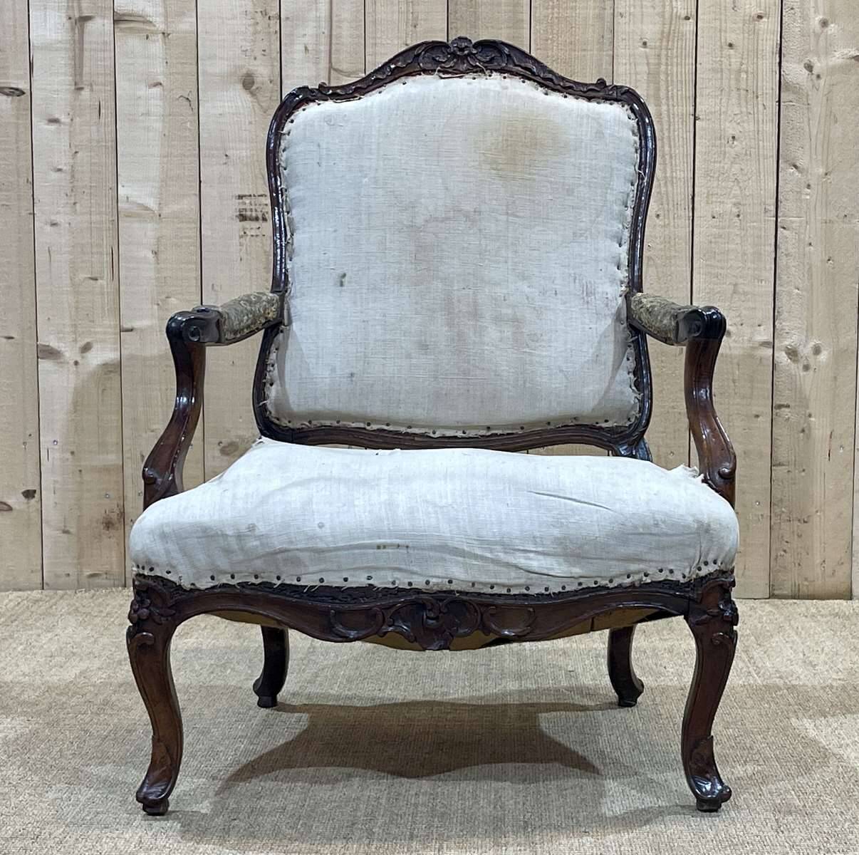 Regency period armchair in 18th century walnut to be reupholstered