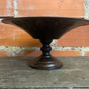 Coupe à Fruits Ancienne Plat En Métal Bordeaux Décor Moulé Vintage #D6