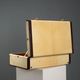 Vintage suitcase in parchment, cotton and leather, Italy, 1960s