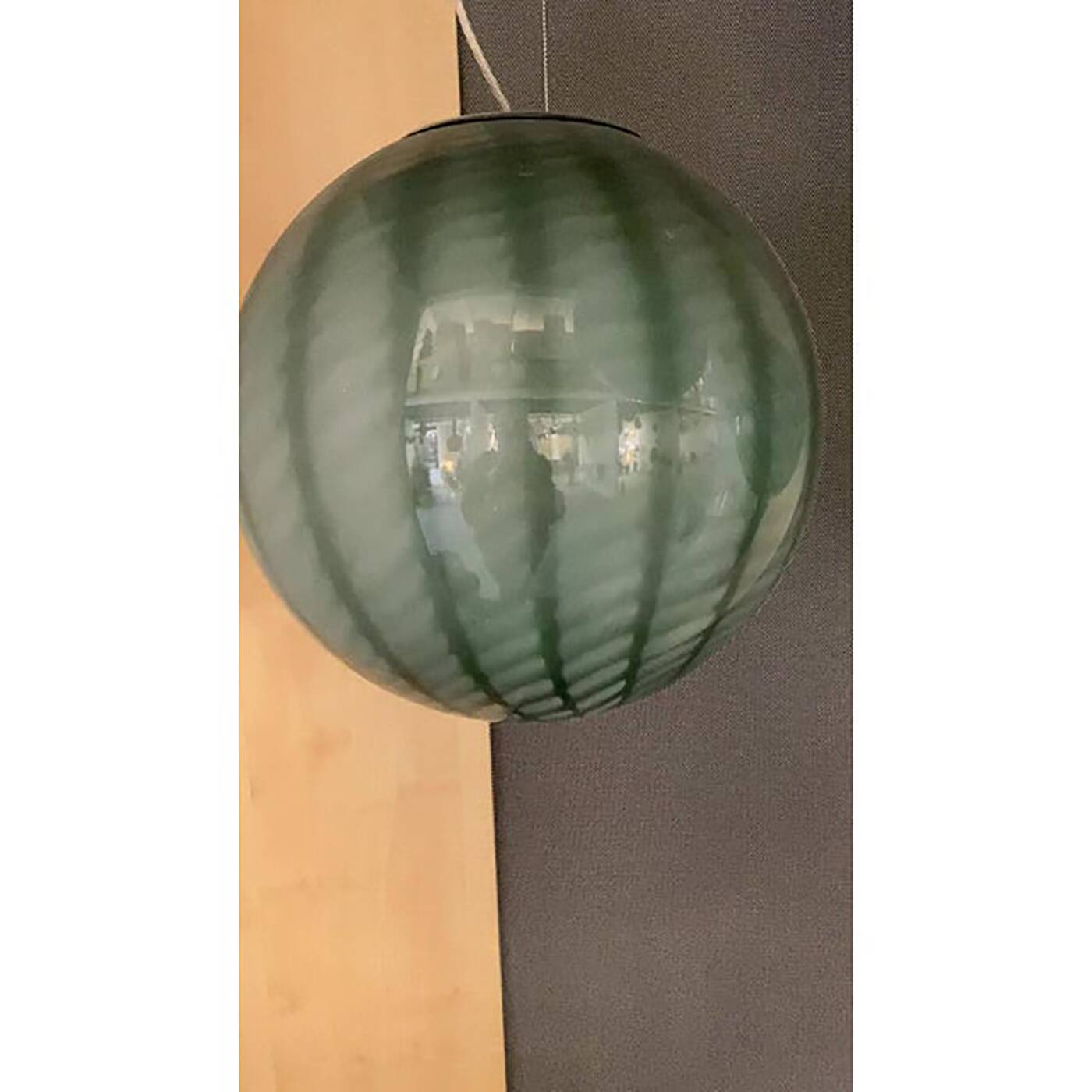 Contemporary Blue and Milky-White Spider Sphere Pendant in Murano Glass