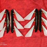 Set of 4 vintage black white plexiglass cornets wall lights 1950/60