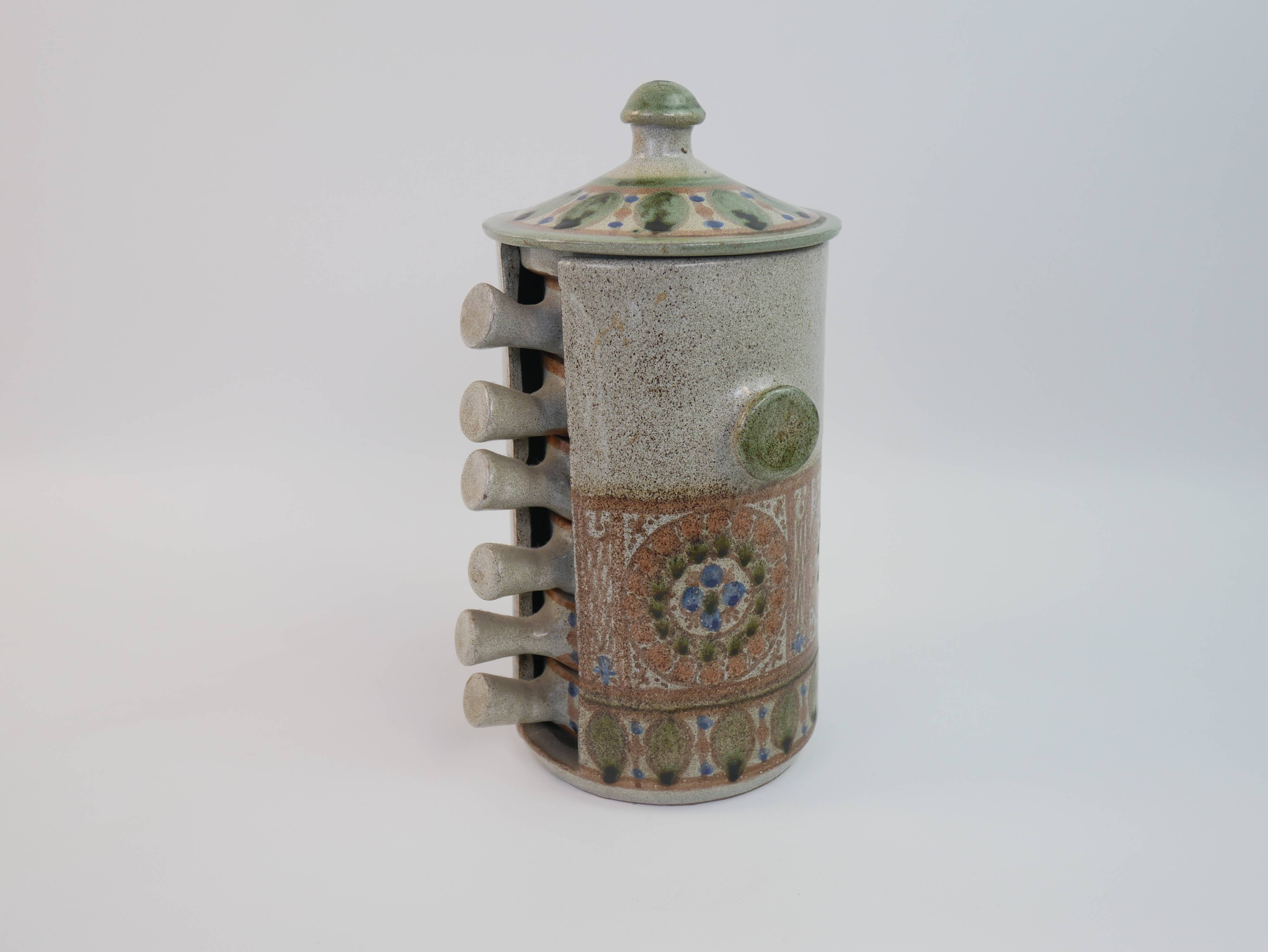 Ceramic aperitif service signed Lamnara Salé Maroc
