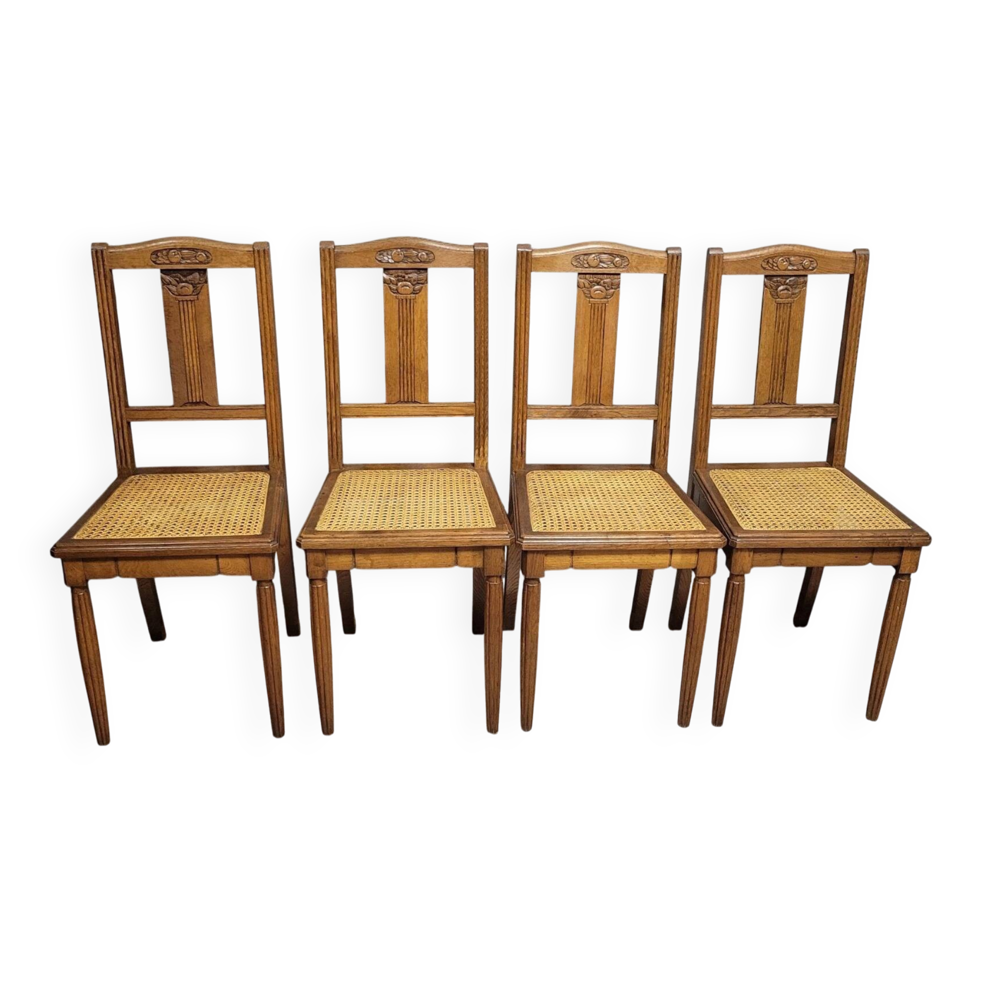 Set of 4 Art Deco period oak chairs circa 1940