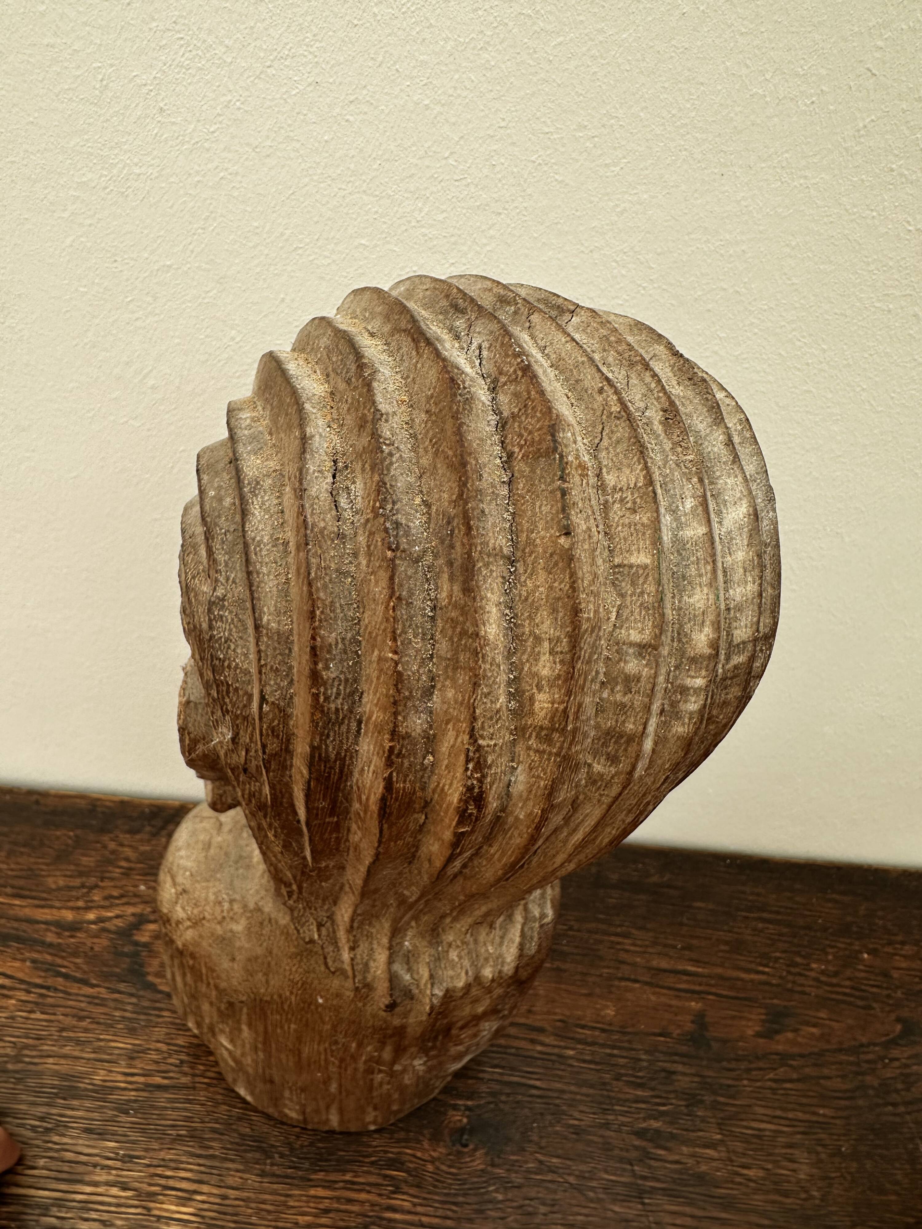 African statue, wooden bust of a woman, 1920s