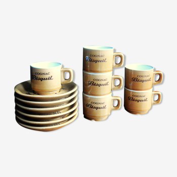 Ceramic Bisquit Cognac coffee cups and sub-cups