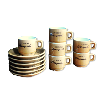 Ceramic Bisquit Cognac coffee cups and sub-cups