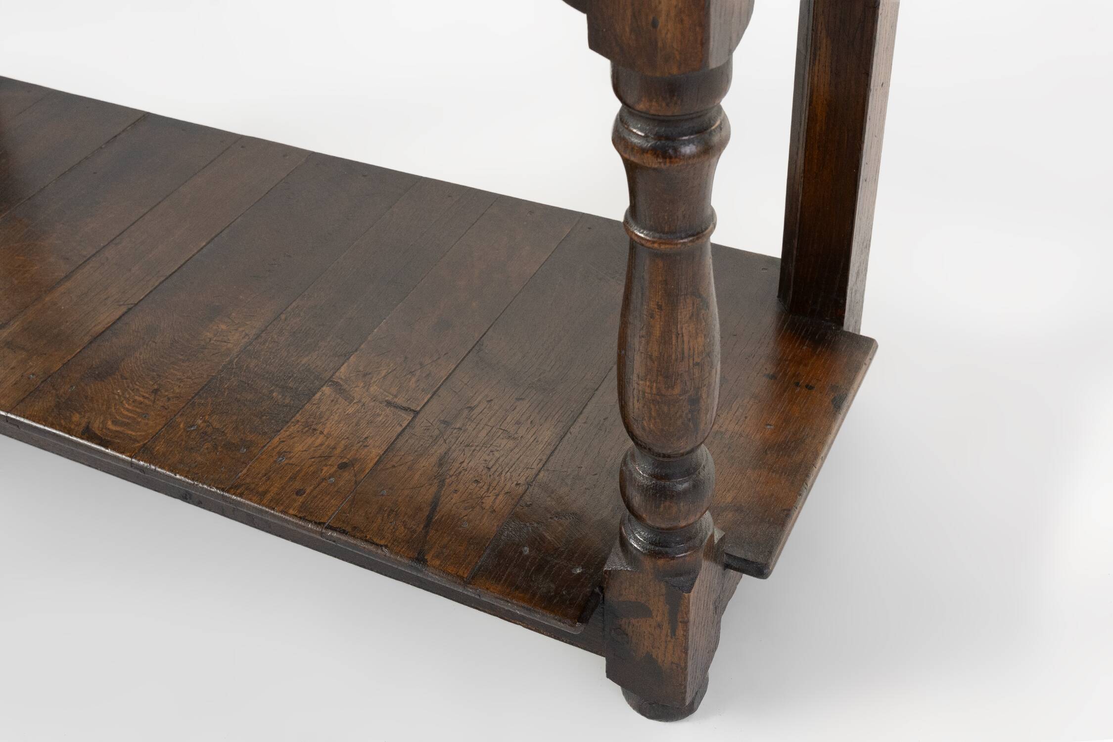 French 20th century oak side table with 2 drawers, ca. 1960