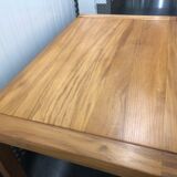 Massive elm table 2 extensions Maison Regain circa 1970