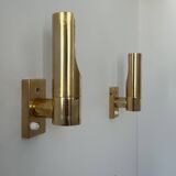 Pair of vintage adjustable brass wall lights, France 1970.