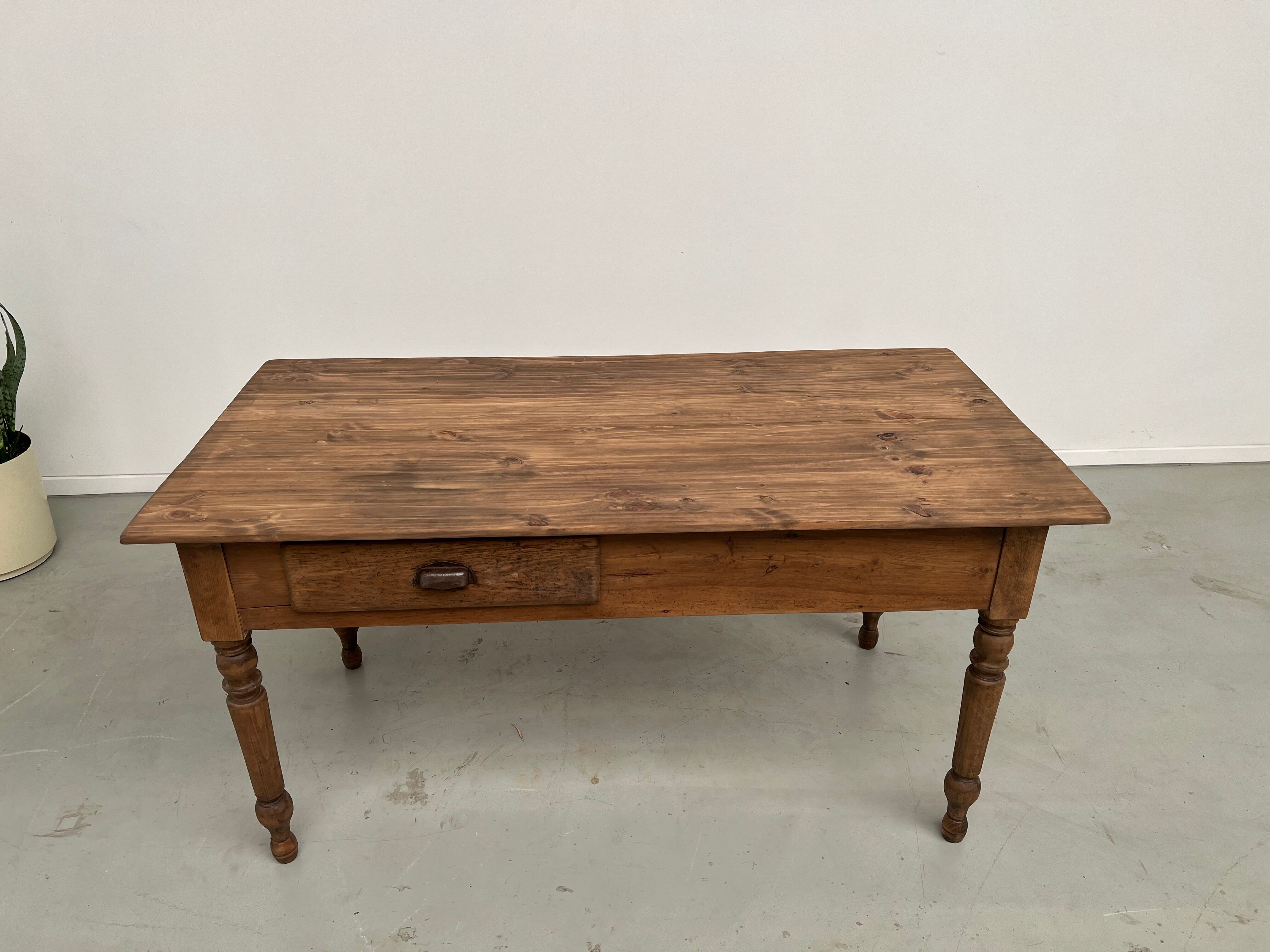 Table de travail de ferme en pin, des années 50