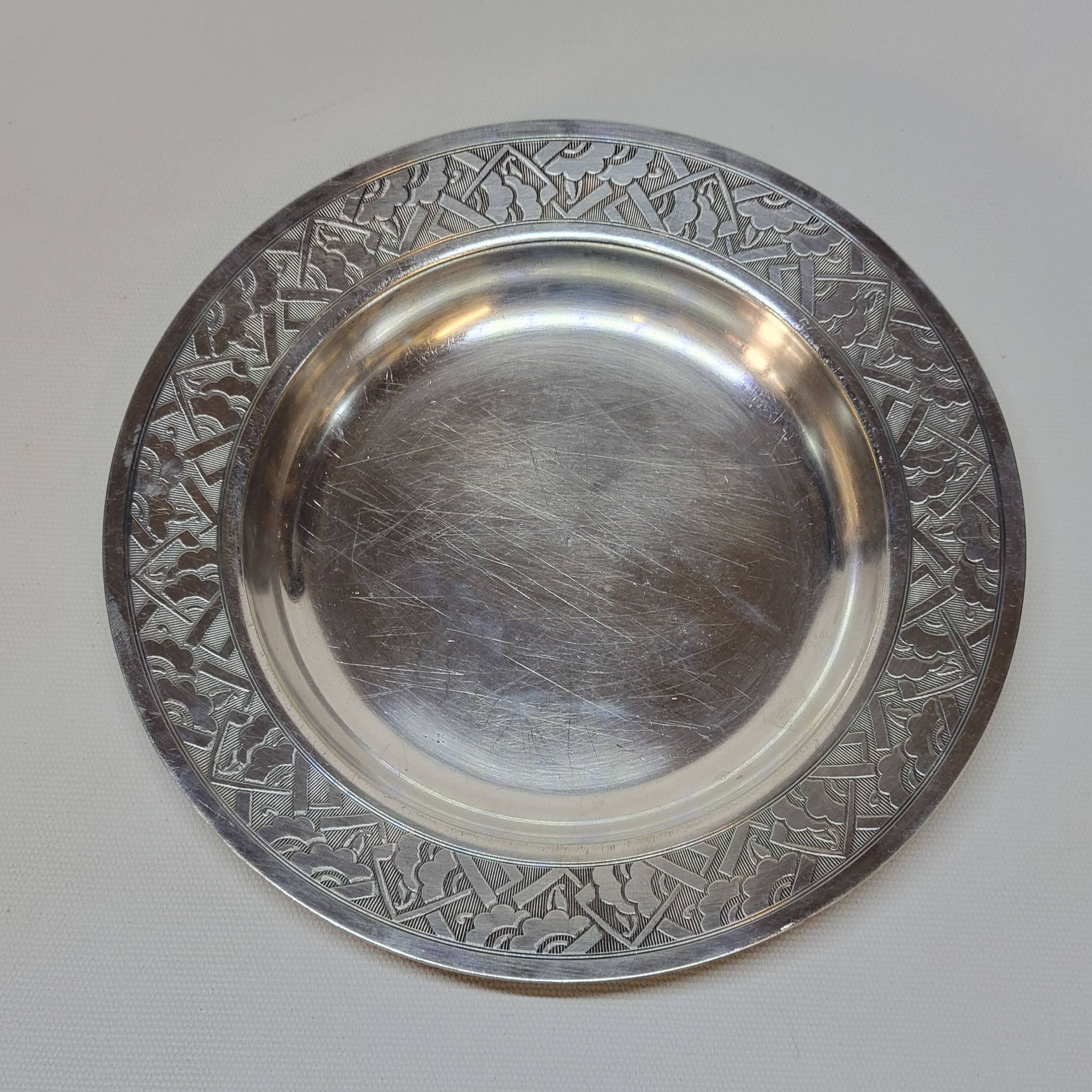 Empty Pocket Bowl Old Art Deco Bouille Plate In Silver Metal