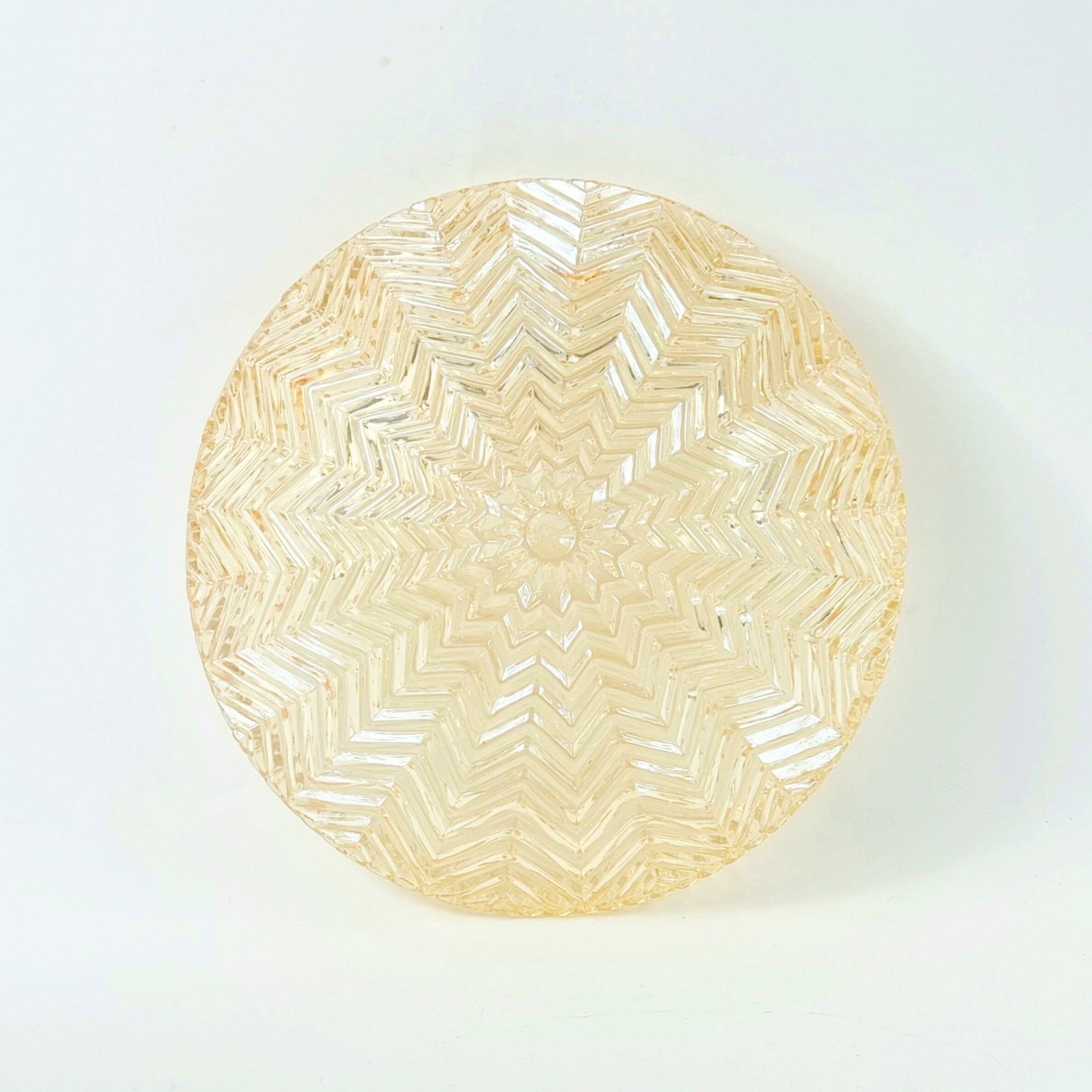 Vintage Geometric Amber Glass Wall Light or Ceiling Light - Limburg, 1960s
